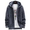 Zon Smaids Bench Long Winter Jacket with Brushed Lining Men's Hoodie, Cardigan, Sweater, Knit, Coat, Outerwear, Length, (D Gray, L)