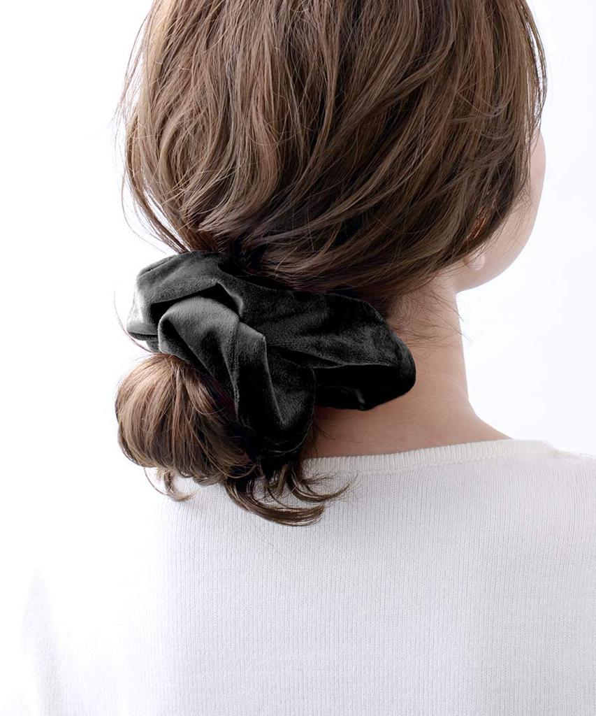 Kobe Vingtaine VINGTAINE Велюровая Объемная Черная Резинка для Волос, Оверсайз, Большая, Великолепная, Модная, Для Хвоста, HS-144-BK -