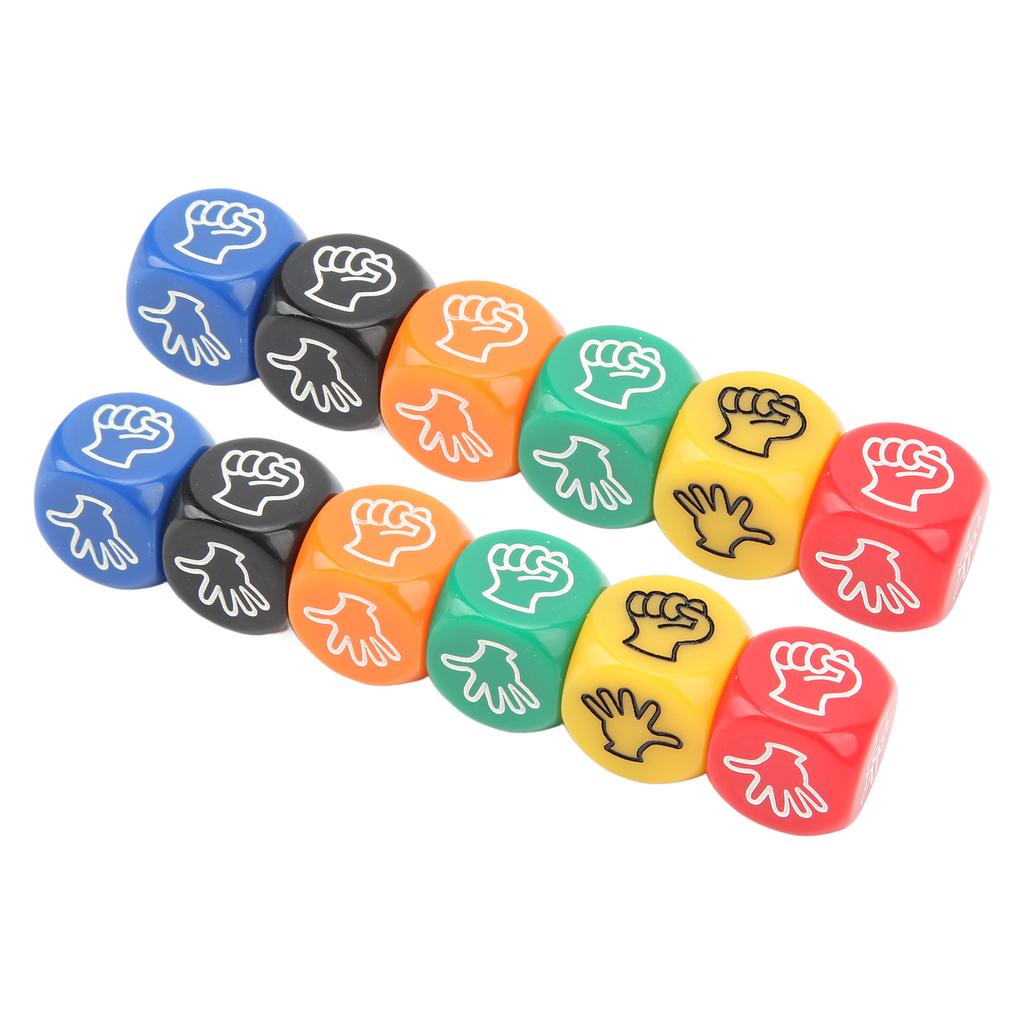 12Pcs Finger Guessing Game Dice 6 Sided 6 Colors 20mm Rock Paper Scissors Game Dice for Adults Kids Family Party