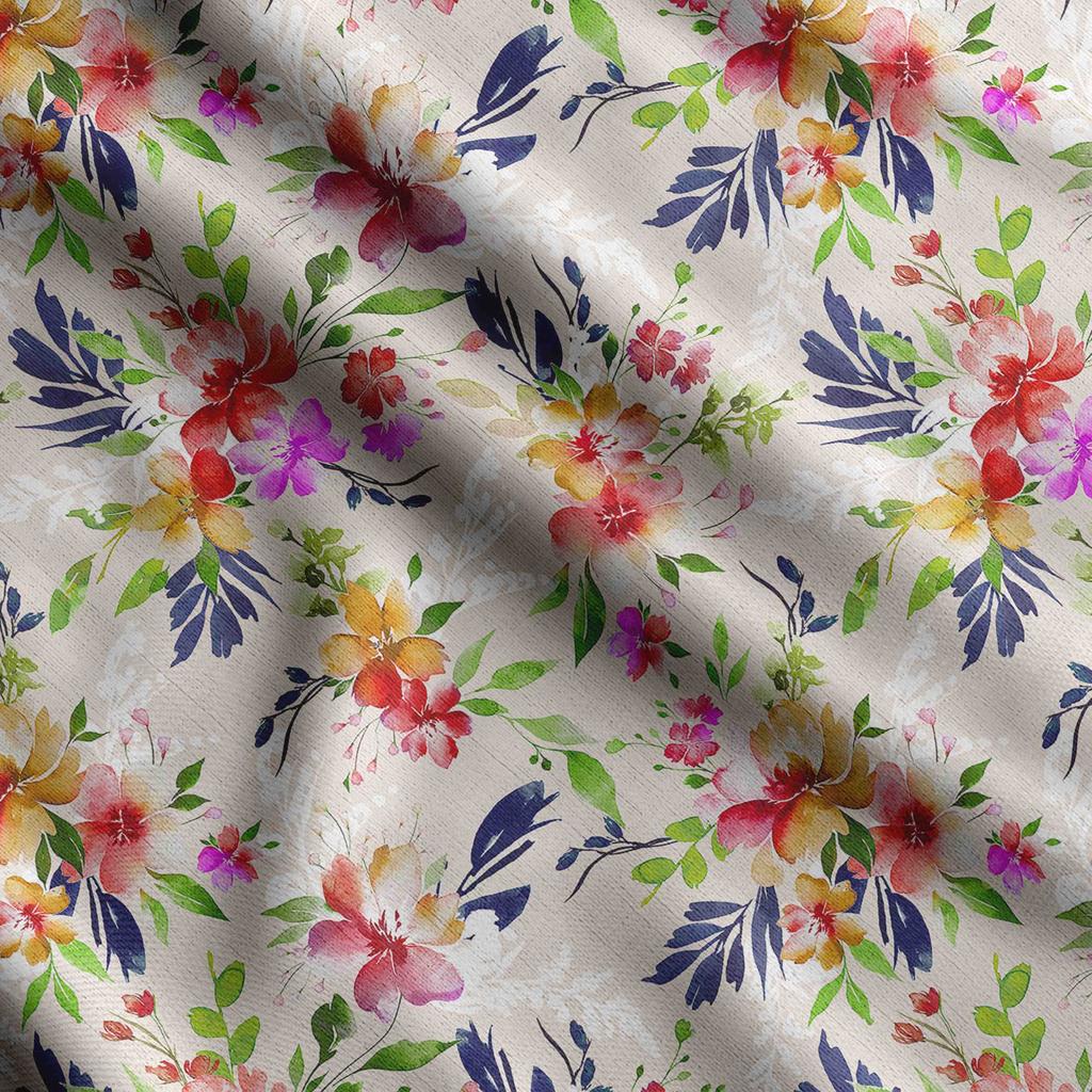 Soimoi Watercolor Floral Print,  Cotton Cambric, Quilting Fabric Sold by The Yard 42 Inch Wide, Medium Weight Cotton Fabric,