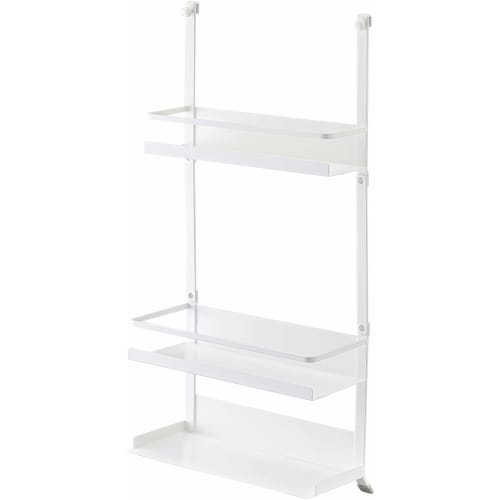 Yamazaki Range Hood Condiment Rack, 3 Tiers, White, Approx. W27.5 x D14 x H57cm, Large Capacity, Includes Plates and Silicone Caps, Product Number: 48