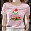 Ladies' Christmas Element Pattern Printed T-shirt - Short Sleeve Round Neck Casual Top