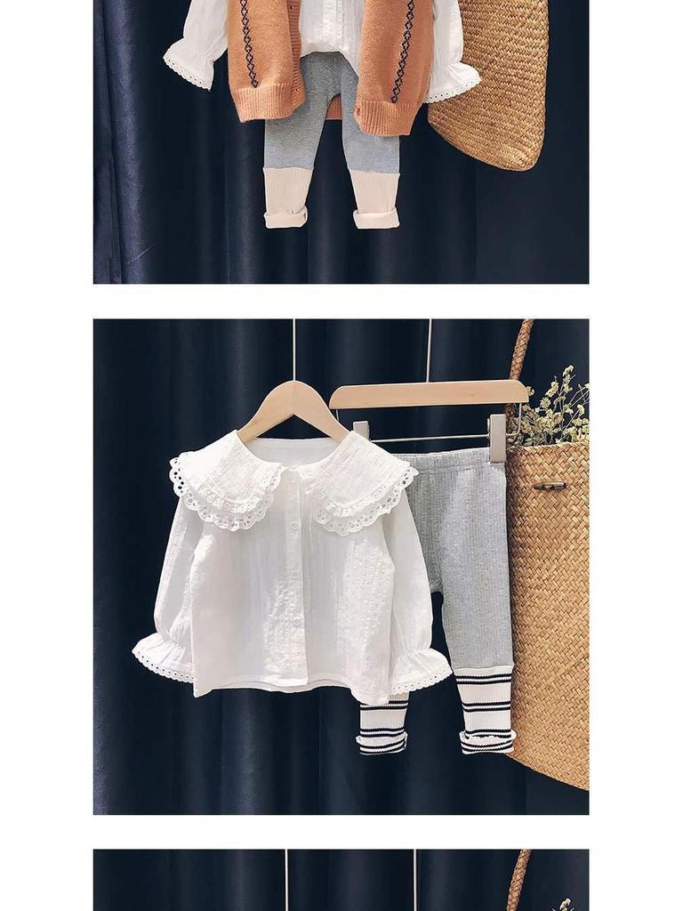 Girls' Long Sleeve Casual Cardigan - Solid Color, Korean Style, Lightweight Autumn/Spring Shirt for Baby & Little Girls