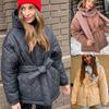 Женское зимнее однотонное пальто с поясом, стеганая куртка с капюшоном, свободная верхняя одежда
