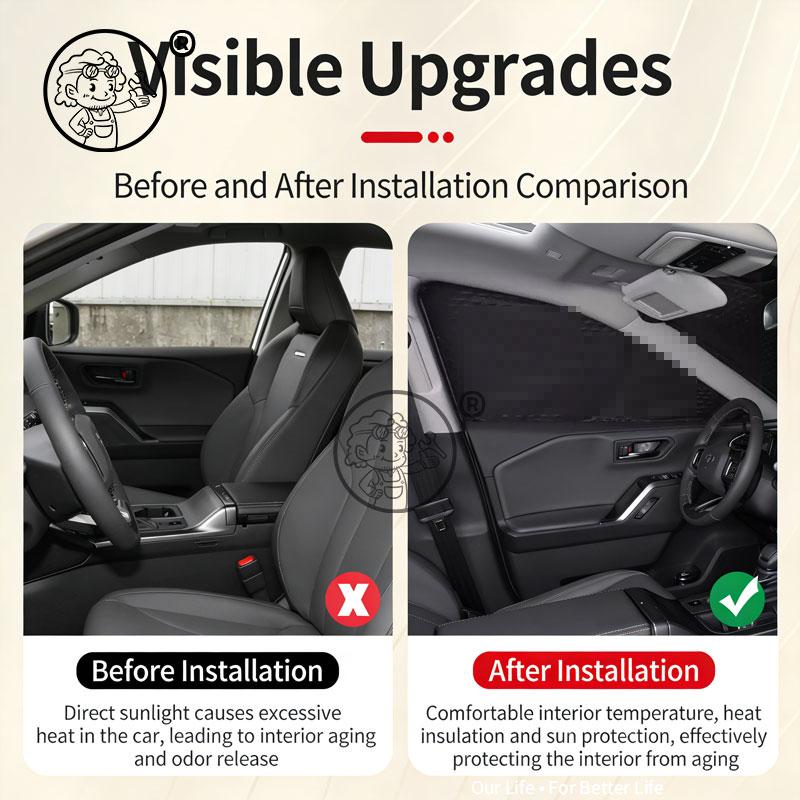 For Toyota RAV4 XA60 2026 2027 Black Car Sunshade Side Window Privacy Curtains Front Rear Sunscreen Heat Insulation Sunshield