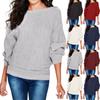 Women's Fashion Round Neck Loose Casual Knit Long Sleeve Solid Color Top