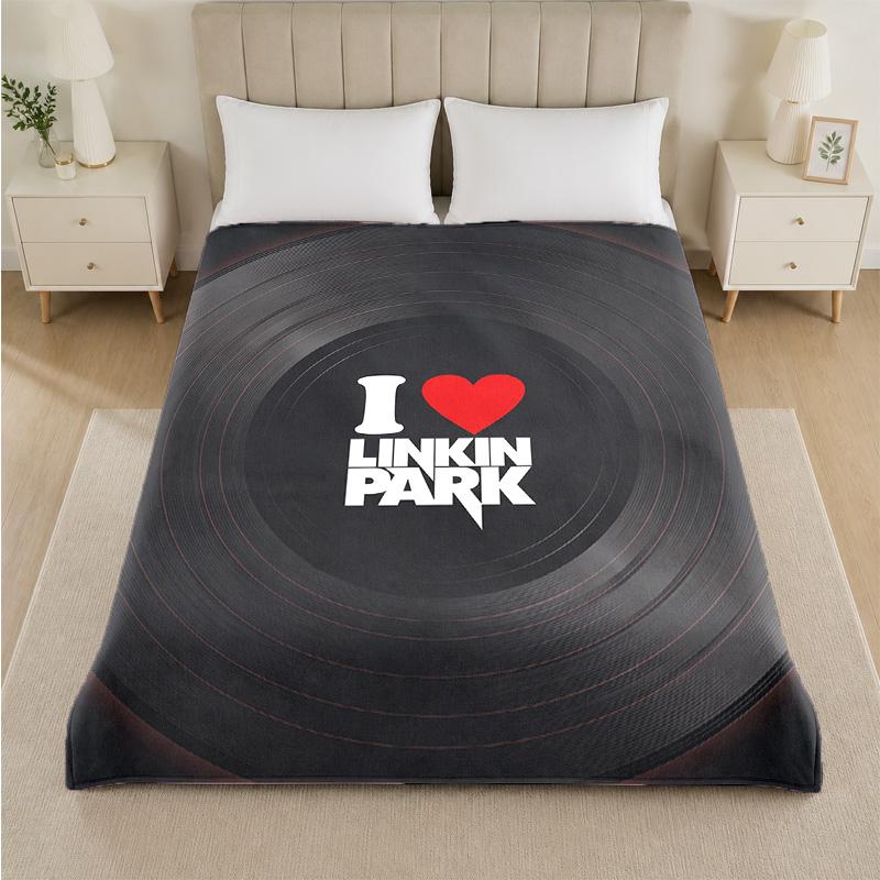 Linkin Park Print Flannel Blanket Cozy Lightweight Plush Throw Blanket For Bed Sofa Household Use