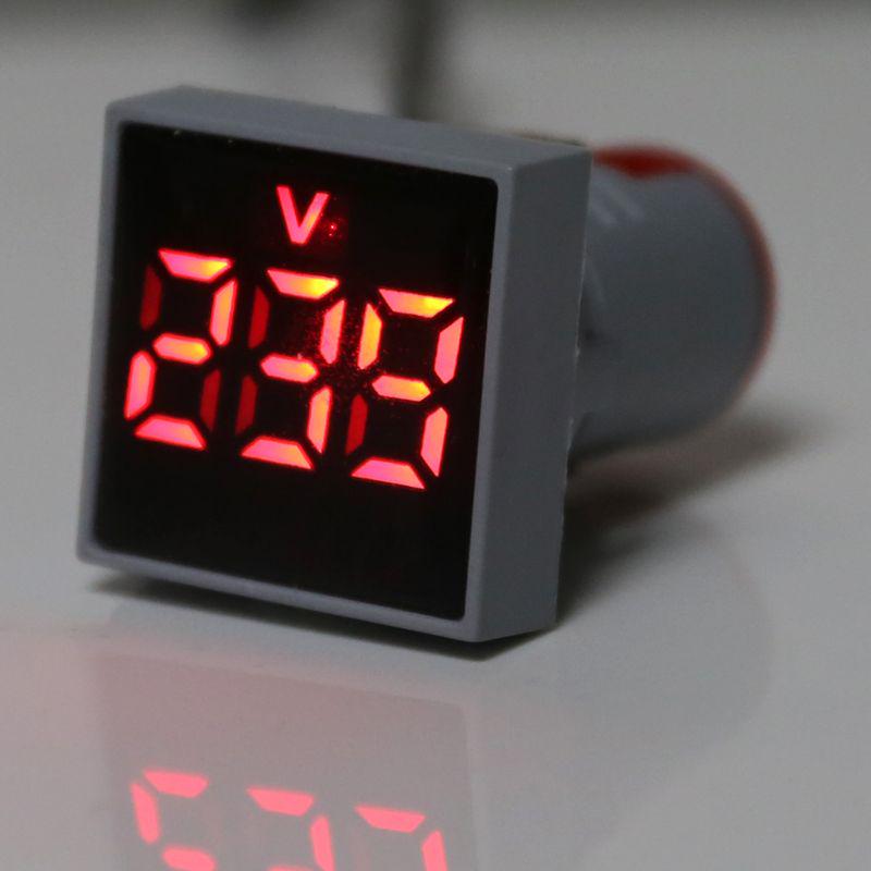 Digital Square Voltmeter AC 20-500V Volt Panel Meter Voltage Indicator LED Light 22mm Car Accessories