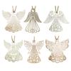 Wooden Angel Christmas Ornaments Rustic Angel Hanging Ornament with Hollow Design for Winter Xmas