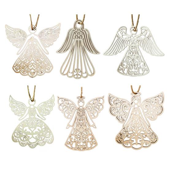 Wooden Angel Christmas Ornaments Rustic Angel Hanging Ornament with Hollow Design for Winter Xmas