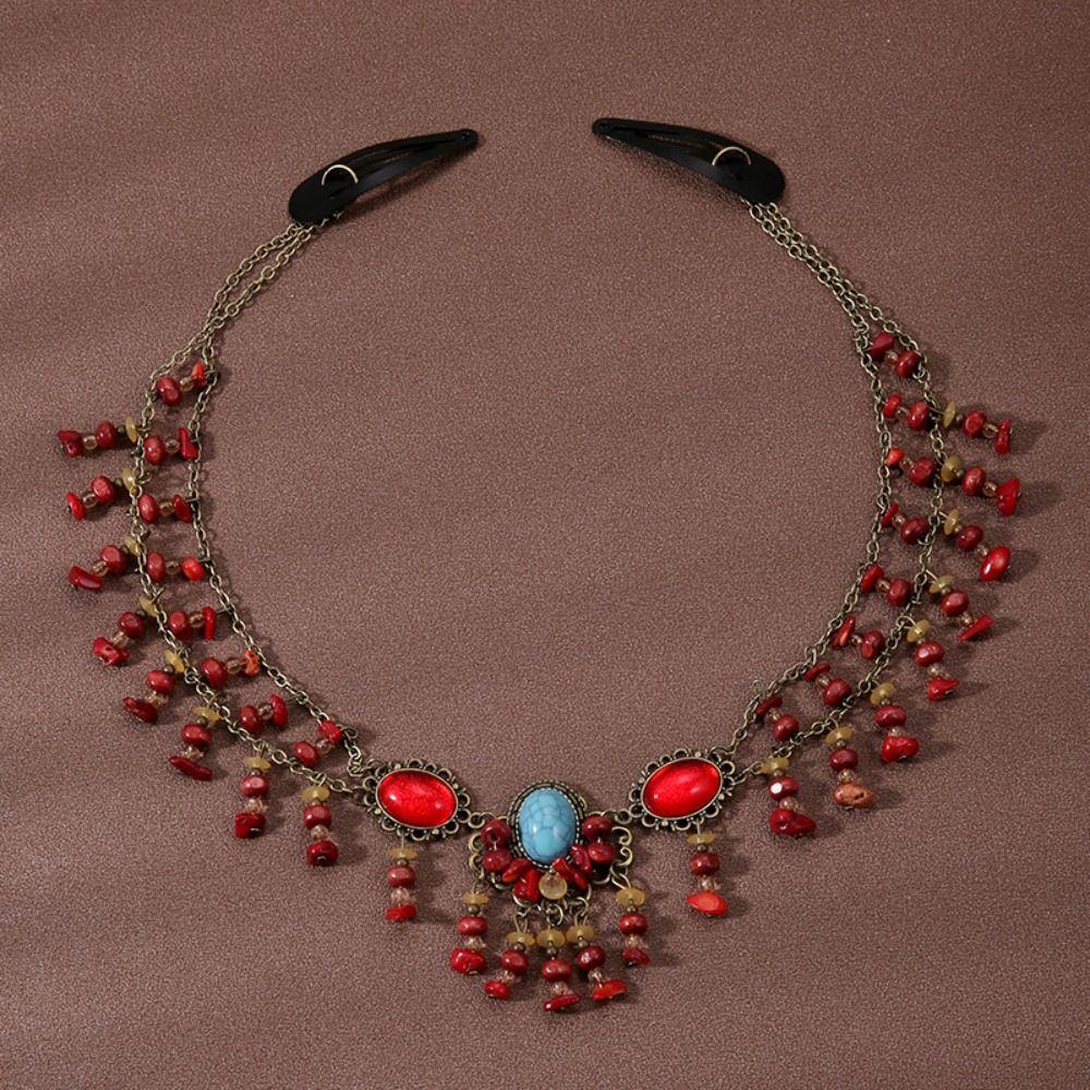 Ethnic Style Bohemia Hair Chain Tassel Women Head Chain Ethnic Style Forehead Chain Exotic Headbands Necklace