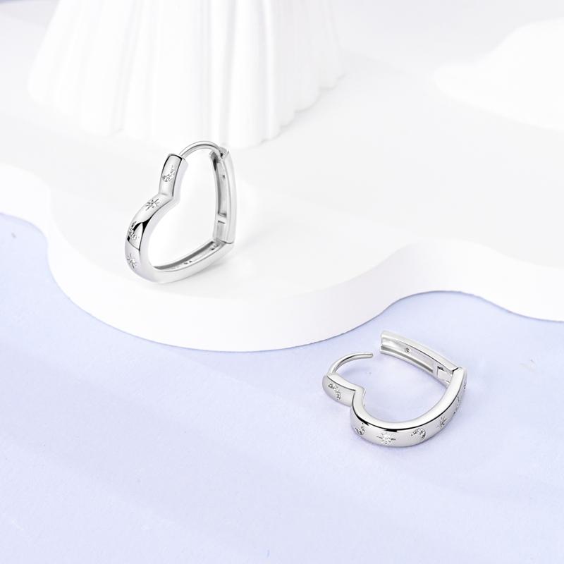 Charms Double Hoop Earrings For Women 100% 925 Silver Cubic Zircon Heart Star Moon Earrings Elegant Birthday Jewelry Gifts