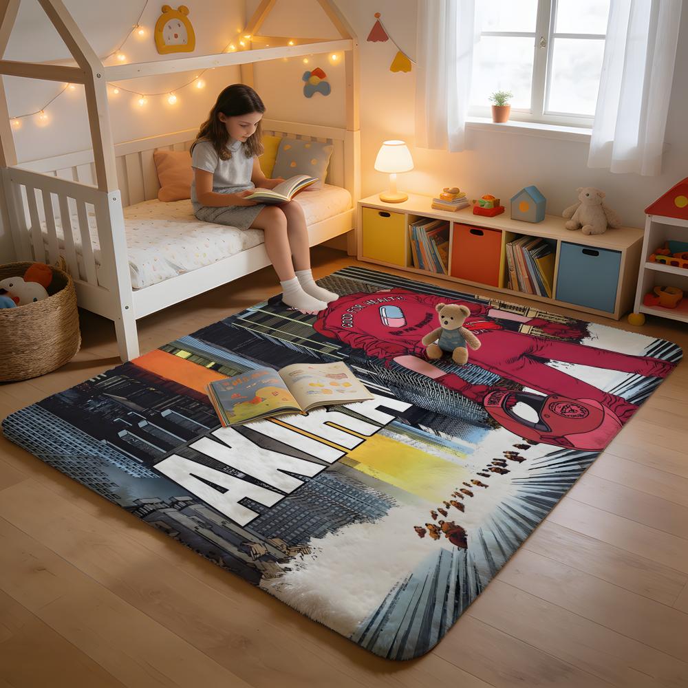 Floor Mat Soft Flannel Rug Non-Slip Absorbent Mat for Bathroom Bedroom Home Decor A-Akira by Ise Ananphada Anime