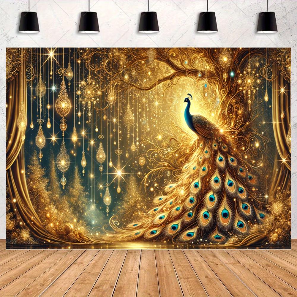 Peacock Theme Background Happy Birthday Flower Castle Waterfall Party Decor Backdrop Photography Studio Supplies Props Banner