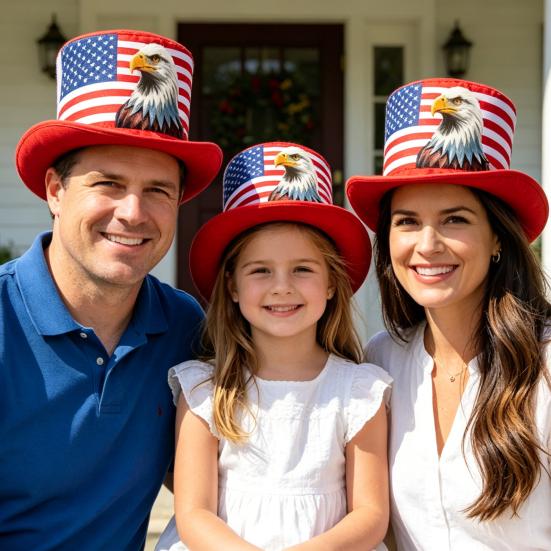 American Flag Top Hat, Uncle Costume Hat for 4th of July, Red White Blue Patriotic Party Decoration for Adults, Independence Day