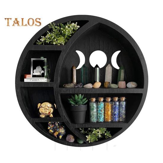 Деревянная полка для демонстрации луны, настенная полка для коллекционирования, настенная полка в виде полумесяца для кристаллов, драгоценных камней, свечей, предметов коллекционирования