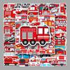 50 Fire Truck Graffiti Stickers for Kids - Waterproof, DIY, Cartoon Designs for Skateboards & Luggage (50 Sheets)