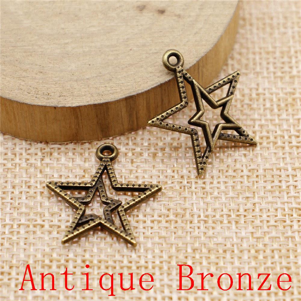 Hollow Pentagram Charms Pendant For Bracelet Necklace Jewelry Making Craft Findings