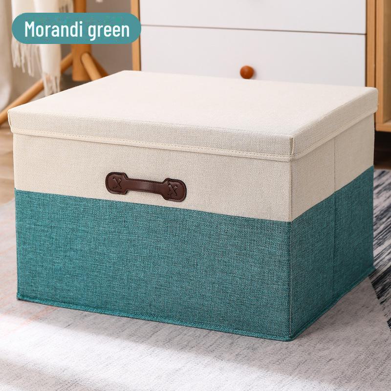 Portable Cotton and Linen Storage Box with Lid for Clothes and Toys, Foldable Cabinet Organizer