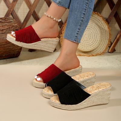 Мода 2025 Новая платформа Женские тапочки Клинья Мюли Обувь Открытый носок Босоножки на высоком каблуке Тапочки на клиньях Женские Большой размер Шлепанцы Женские