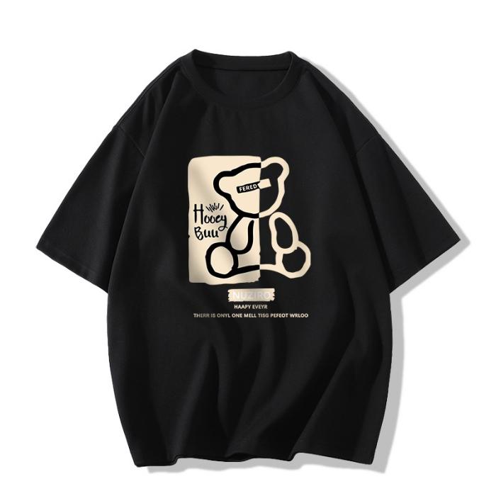 Summer Casual Oversized T Shirt Pure Cotton Short Sleeve T-shirts Women Harajuku Funny Cartoon Print Couple Y2k Tops UNISEX Streetwear