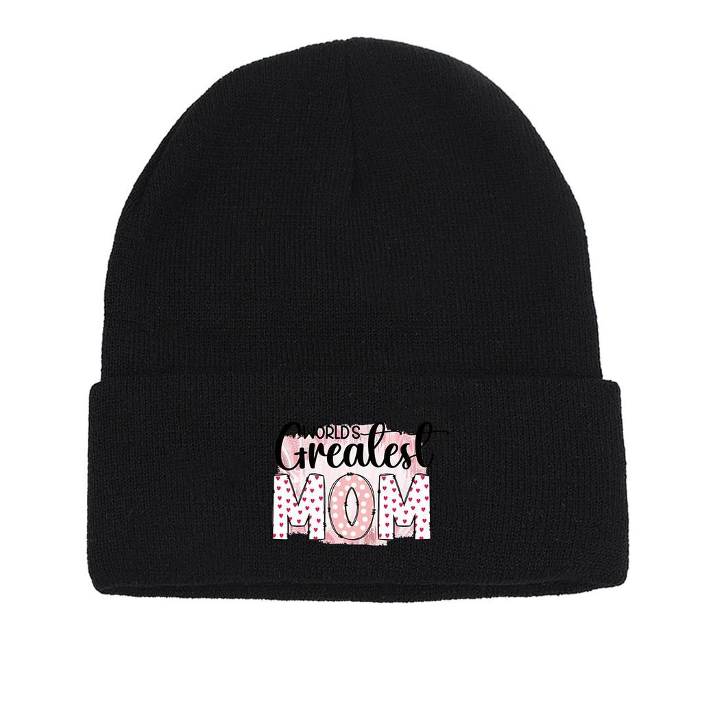 Greatest MOM" Warm Knitted Hat Beanie, Mother Man Cap Cancer Chemo Cuff Trendy Headwear Knit Cap Beanie