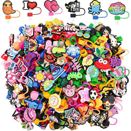 Насадки на соломинки для Stanley Cup 50 шт. Случайные разные колпачки для соломинок для термокружки Оптом Милые забавные аксессуары для Stanley Cup подходят для 0,4 дюйма/10 мм и 30/40 унций