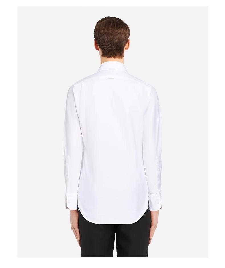 TB [Official Authentic] unisex couple classic shirt casual business white top blue white red business style