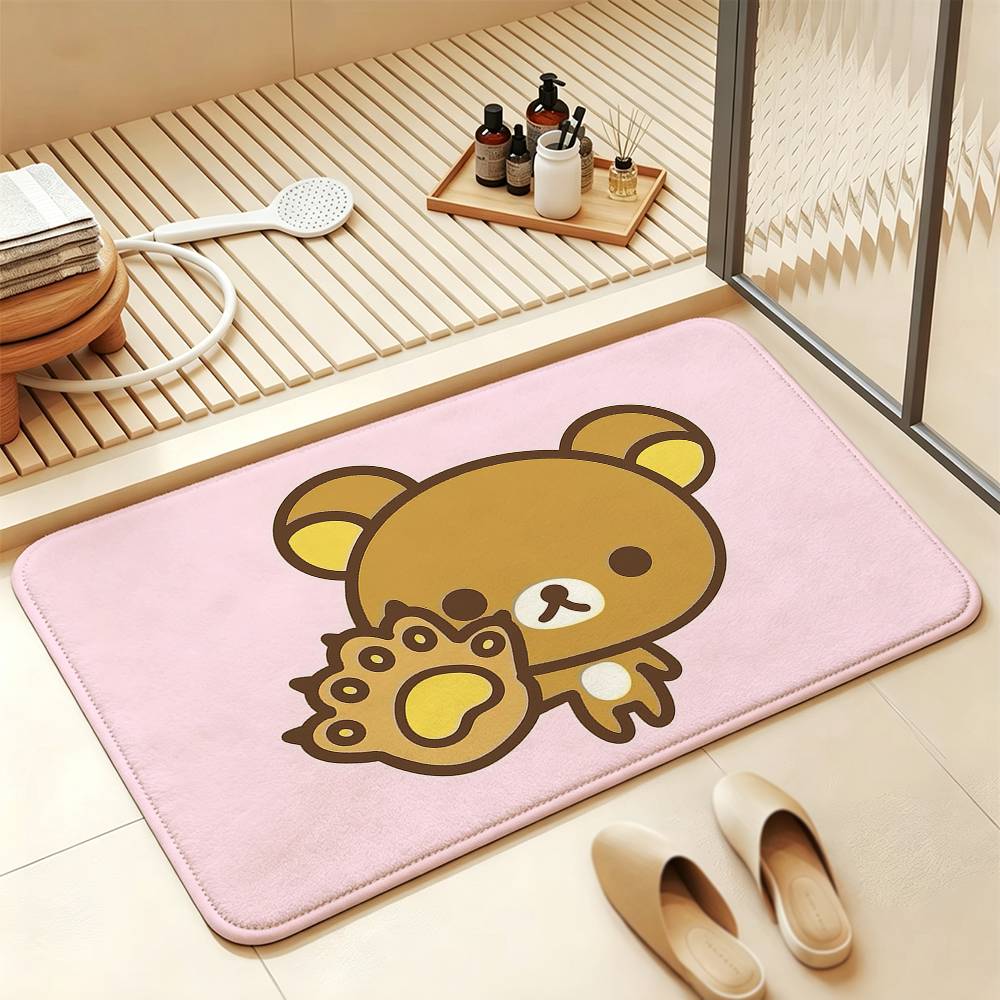 Очень милый R-Rilakkuma-S медведь Противоскользящий коврик для пола Короткий плюшевый ковер Мягкий Удобный Машинная стирка Домашний декор