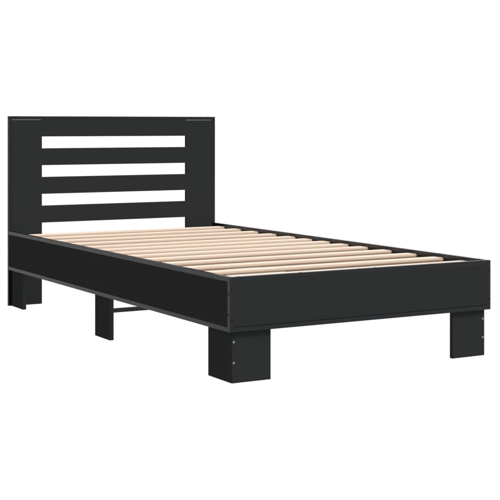 Bed Frame Black 75 x 190 cm Particleboard and Metal
