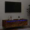 VidaXL TV Cabinet with LED Lights Smoked Oak 100X35.5x25 Cm, Hi-Fi Unit, Entertainment Center, TV Stand, Furniture 860242