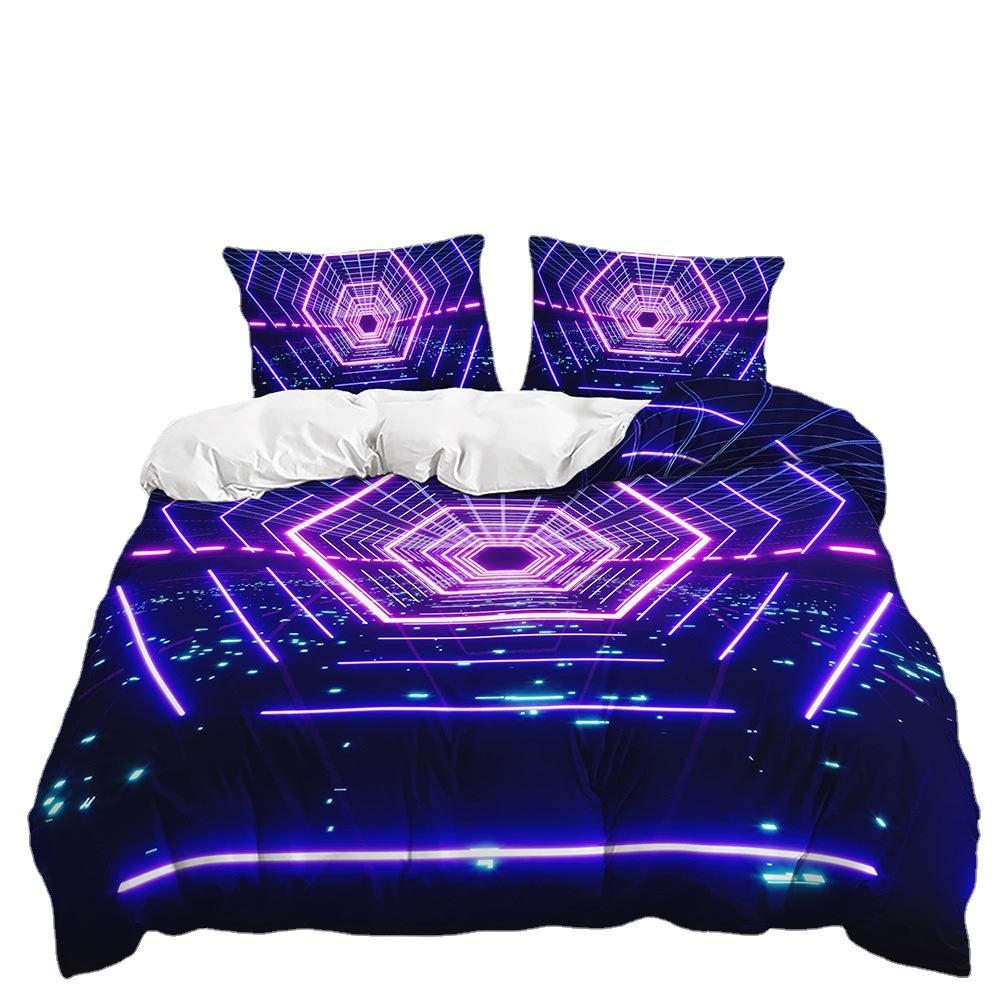 Bed Three-Piece 3D Pattern Creative Quilt Cover 3D Digital Printing Kit