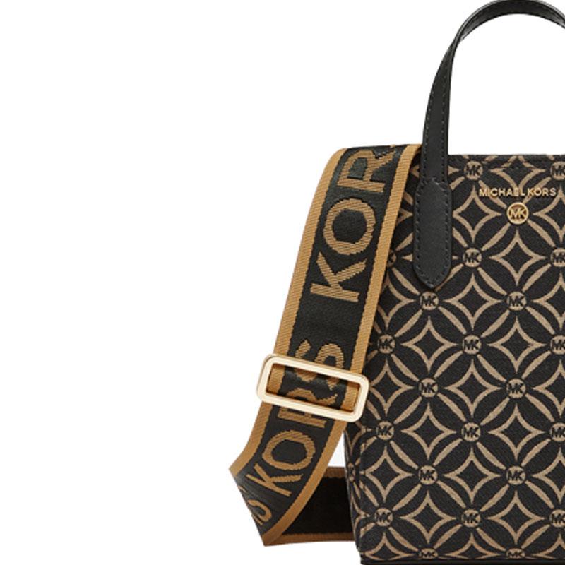 Новая тканевая сумка MICHAEL KORS Sinclair маленькая женская черная/темно-верблюжья 32F2G5SC0J-293