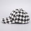Stylish Women's Houndstooth Baseball Cap - Spring and Autumn Outdoor Sunshade Hat with Curved Brim and Peaked Design