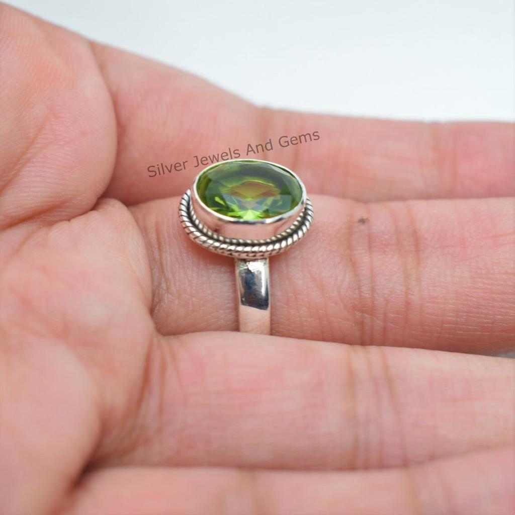 Natural Peridot Ring, Handmade 925 Sterling Silver Ring, Designer Oval Peridot Ring, August Birthstone, Promise Ring