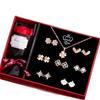 Sterling Clover Stud Earrings Set Lightweight Luxury Jewelry Women Valentines Gift