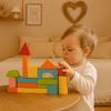 40PCS/SET Colorful Wooden Building Blocks Learning Sensory with Storage Bag Early Educational Toys Wooden 3D Stacking Blocks