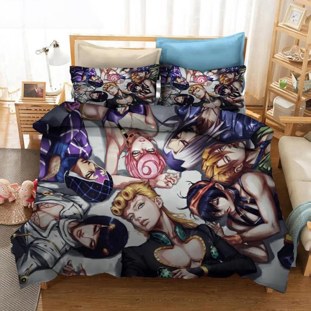 Аниме JoJo Bizarre Adventure Jotaro Kujo Комплект постельного белья для мальчиков и девочек Twin Queen Size Пододеяльник Наволочка Кровать для детей и взрослых