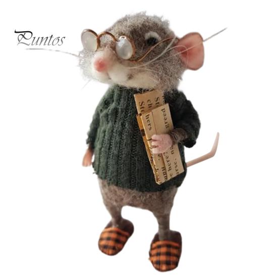 Украшение войлочная мышь, сделанное вручную, милые фигурки мышей из фетра, пушистая кукла-мышь в свитере для рождественского декора стола