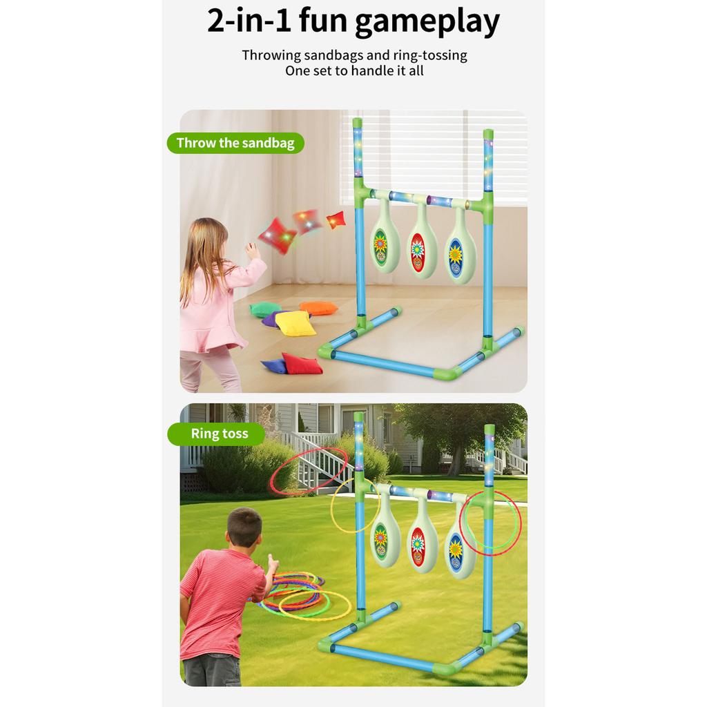 Игровой стенд для игры в бобы (beanbag toss) для помещений и улицы со светом, 2-в-1, соревновательная игра на меткость и кольцеброс для двух игроков