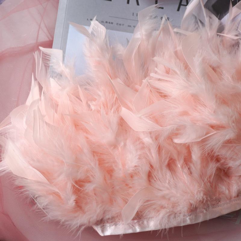 Long Turkey Fur Feather Cloth Strips Fire Edge Stage Performance Clothing Accessories Skirt Diy Decorative Materials