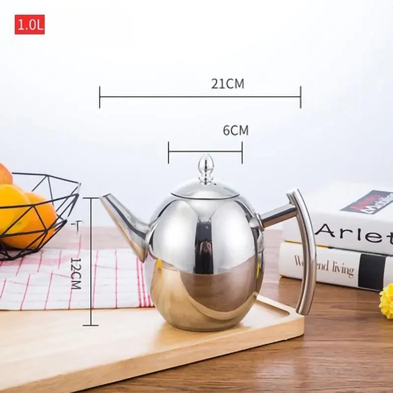 Утолщенный чайник из нержавеющей стали объемом 1-2 л, цветочный чайник с ситечком для отеля, ресторана, повара, индукционная плита