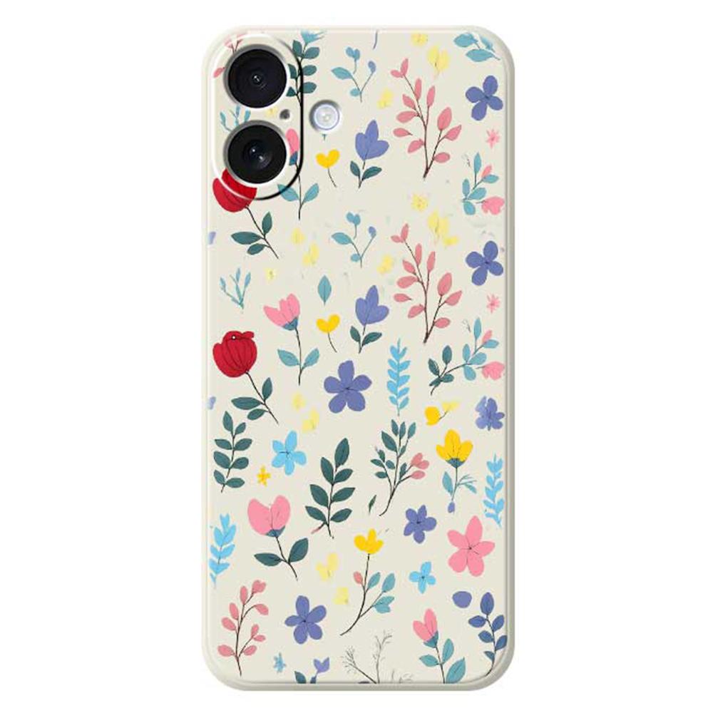For iPhone 17 Case Colorful Flower Branches Pattern Printing Straight Edge TPU Phone Back Cover