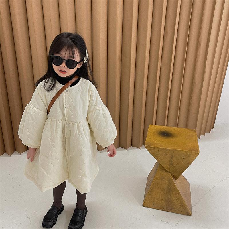 Girls Winter Coat Baby Padded Jacket Children Girls Long Sleeve Flower Plush Jacket Fashion Snow Outerwear Clothing