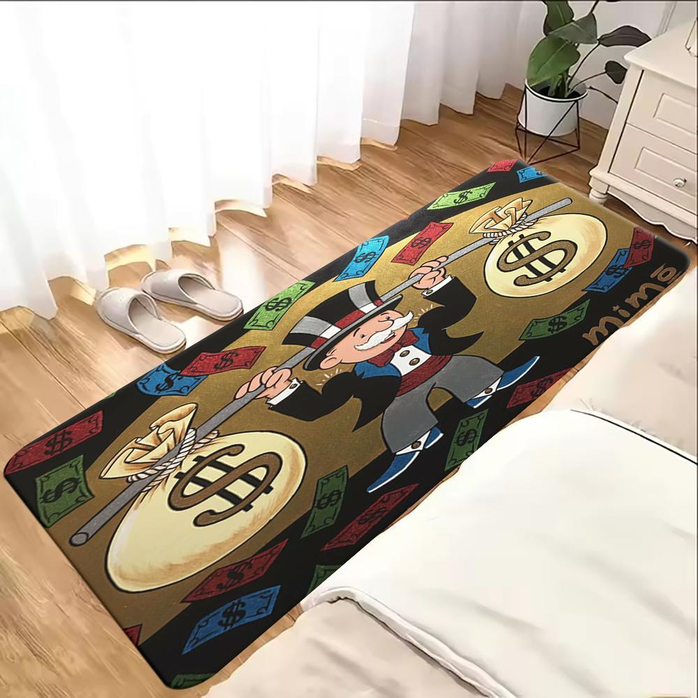 Rich Man Game Monopoly Dollar Cartoon Carpet Rug for Living Room Bedroom Home Sofa Decoration,Kid Area Rug Non-slip Floor Mat