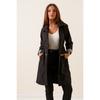 Waist Tie Pole Square Sleeve Fold Lined Trench Coat