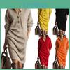 Sweater Womens Dress Length Knee Dress Long Loose Solid Color Knitted Long Dress