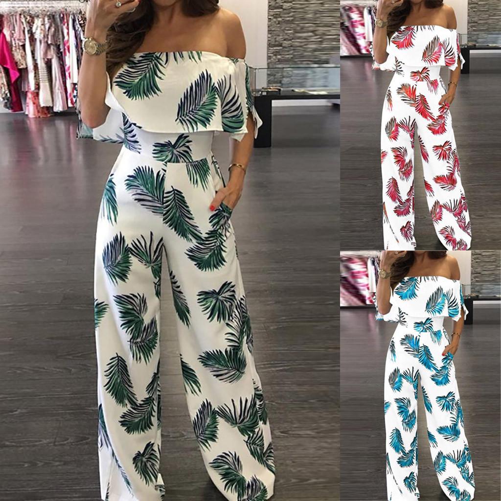 Женские повседневные модные цельные брюки с короткими рукавами и принтом