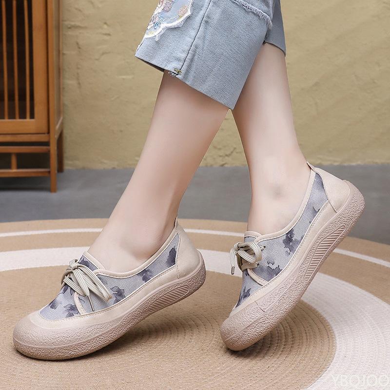 Spring and Autumn 2025 New Women's Single Shoes Thick Bottom Casual Comfortable Breathable Fisherman's Shoes Round Head Sneakers