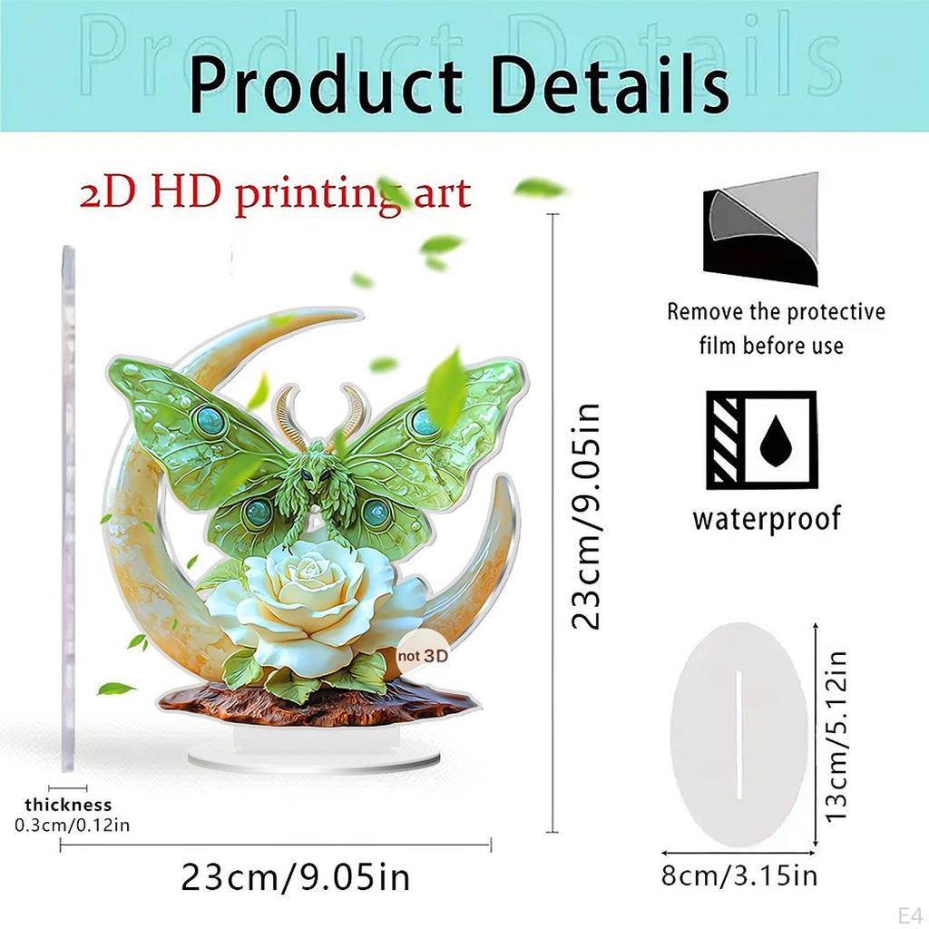 2D Flat Colorful Pattern Table Sign Acrylic Accessories Waterproof Multipurpose with Base Desk